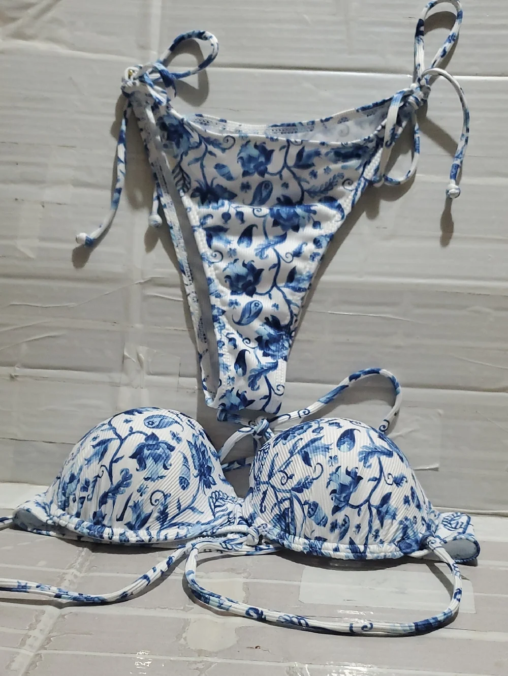 Halter Blue Floral Tie-Side Bikini Set - Women Intimates & Sleepwear